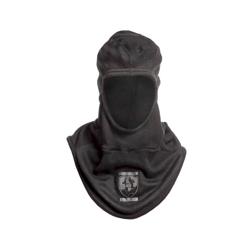 Front view of the Fire-Dex® Captain Jim Particulate Blocking Hood without mask, highlighting full head and neck protection and breathable fabric.