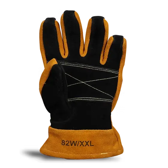 Single MajFire MFA82 glove shown from an alternate palm side view, highlighting the textured leather surface and flexible finger design for optimal dexterity.