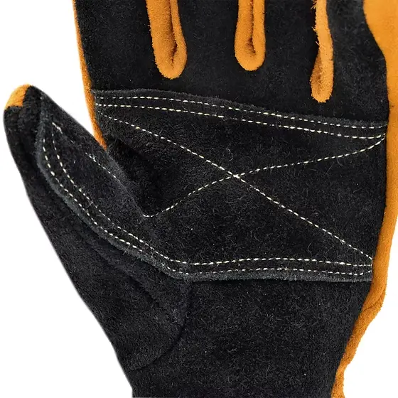 Single MajFire MFA83 glove palm side close-up, highlighting the textured surface and heat-resistant leather for reliable grip.