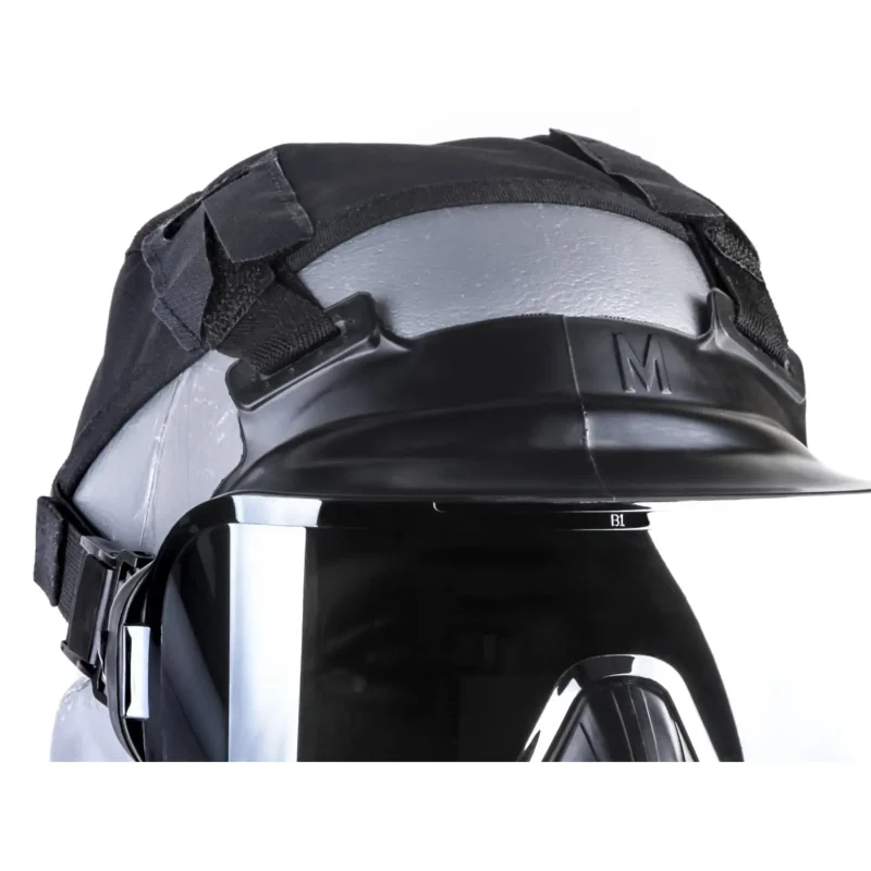 Close-up front view showing top section of Avon Protection C50™ Air Purifying Respirator, including seal and strap attachments.
