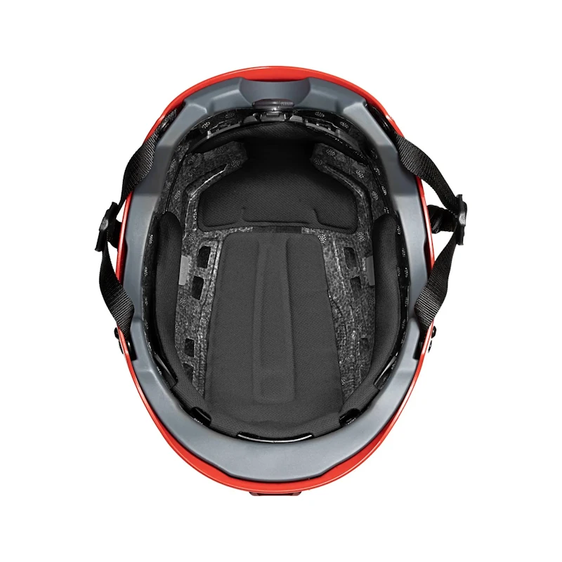 Red Team Wendy® SAR™ Backcountry Helmet under view, highlighting the interior design, padding, and ventilation for safety and comfort during outdoor adventures.