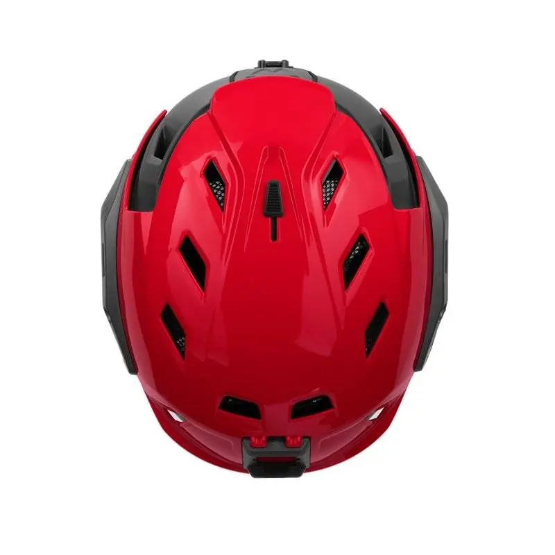 Top view of Team Wendy® M-216™ Backcountry Ski Helmet in red/gray, highlighting the sleek helmet shape, ventilation, and durable protective design.