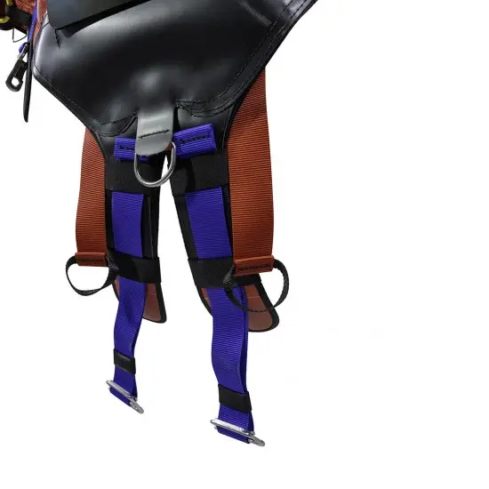 Close-up back view of the bottom of the Yates Professional™ 900WT Yates Spec Pak, highlighting the lower harness and support features for firefighter safety and stability.