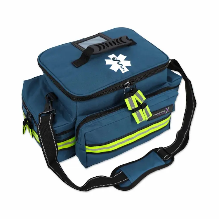 Lightning X LXMB25 navy blue variant medium-sized first responder EMT bag designed for organized, quick-access storage of emergency medical supplies.
