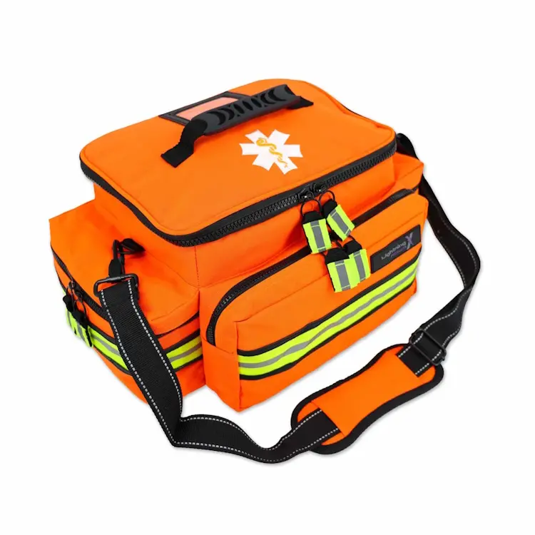 Lightning X LXMB25 orange variant medium-sized first responder EMT bag designed for organized, quick-access storage of emergency medical supplies.