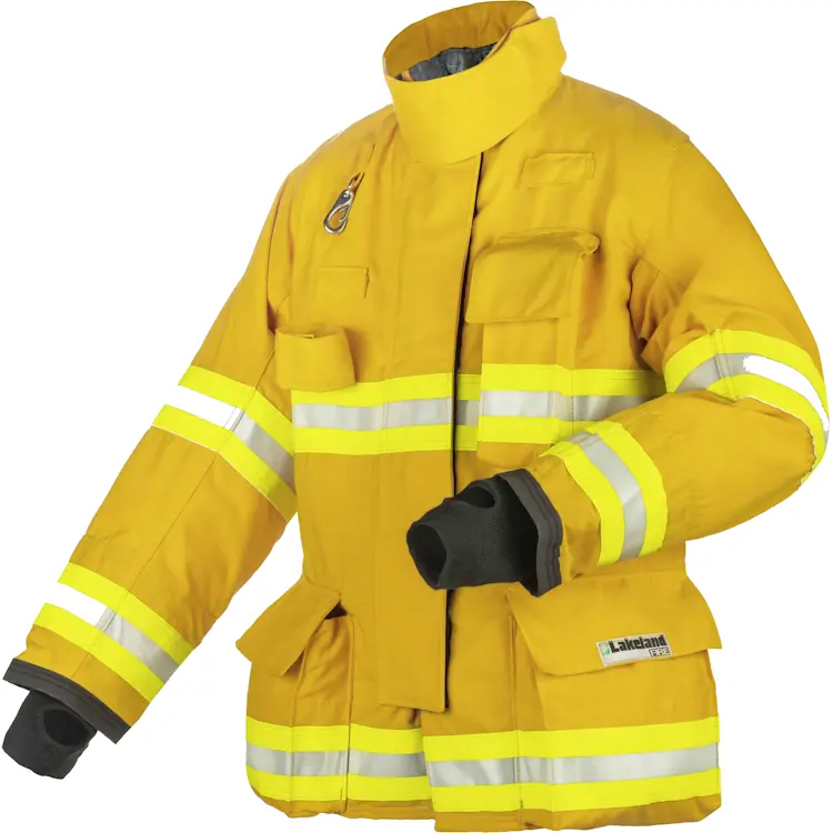 Lakeland® B10 Turnout Coat, constructed with flame-resistant materials, reinforced elbows, and moisture barriers to ensure firefighter protection and comfort during emergency operations.
