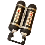 Interspiro™ Divator Lite Pack with 2 x 7.2 L cylinders, designed for lightweight, reliable breathing support in demanding underwater and rescue operations.