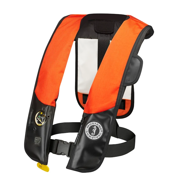 Mustang Survival® Hit Inflatable PFD for Law Enforcement with automatic hydrostatic inflation, designed for tactical use featuring low-profile fit, adjustable straps, and reliable flotation for water safety during law enforcement operations.