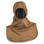 MajFire HALO NB Tan Particulate Hood designed for firefighter protection, featuring advanced particulate-blocking fabric and a comfortable, contoured fit for maximum safety and breathability.