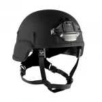 Angled front-side view of the Team Wendy® EPIC™ Responder Ballistic Helmet featuring a ballistic shell, front NVG shroud mount, and adjustable retention straps for tactical and first responder operations.