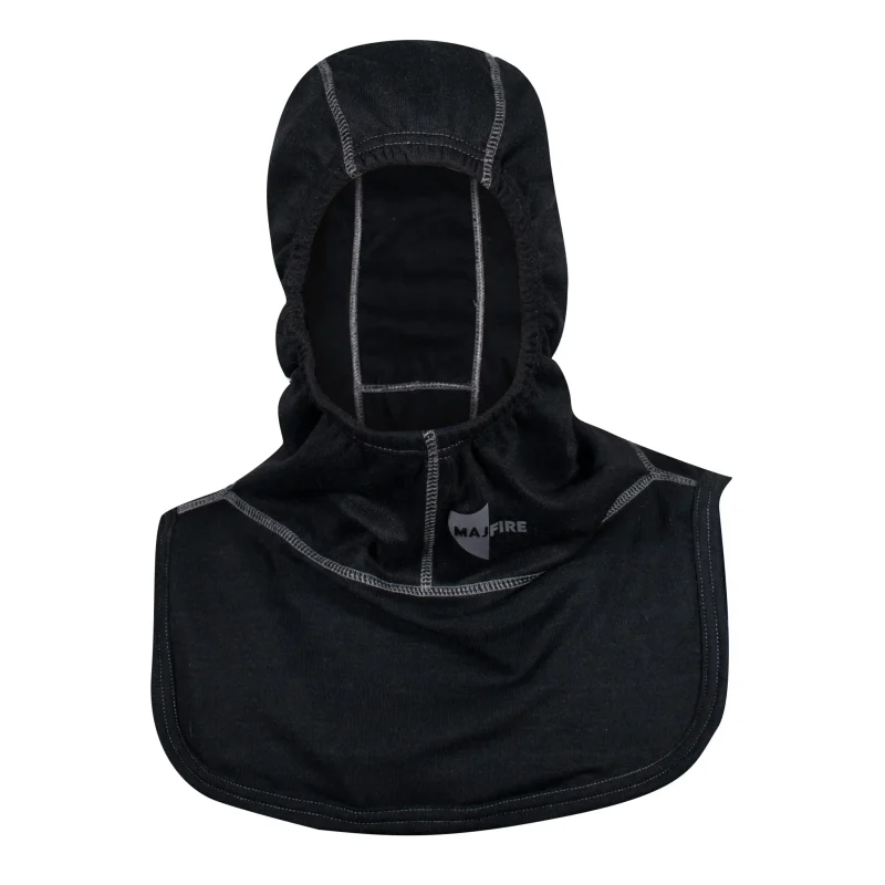 Majestic Safety HALO NB Black Particulate Hood offers lightweight, flame-resistant head and neck protection with breathable fabric designed to guard firefighters from particulates and heat exposure.