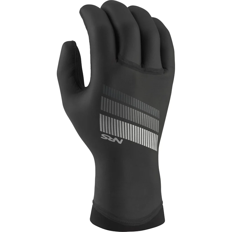 Single NRS Maverick Glove showing the back of the hand, highlighting the smooth waterproof neoprene surface and articulated finger design.