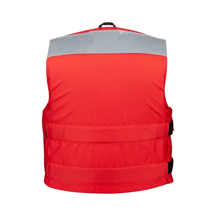 Back view of Mustang Survival® SAR Vest with SOLAS Reflective Tape featuring high-visibility reflective panels, durable construction, and ergonomic design for search and rescue professionals.