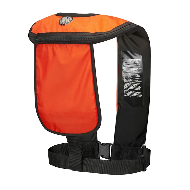 Back-side view of Mustang Survival® Hit Inflatable PFD for Law Enforcement highlighting ergonomic harness system and reinforced stitching for durability.