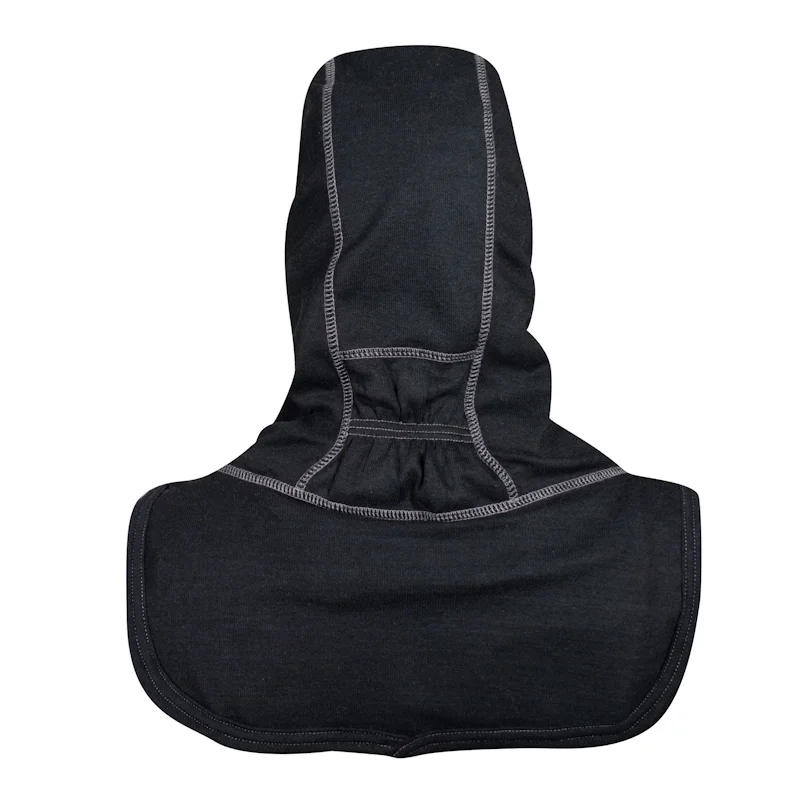 Back view of the MajFire HALO NB Black Particulate Hood, highlighting the full-coverage fit and ergonomic shape for enhanced comfort and particulate protection.