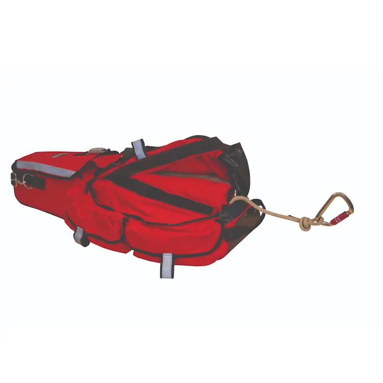 True North Gear L-2 RIT Bag featuring attached rope and carabiner secured to external straps, ready for rapid rescue operations.