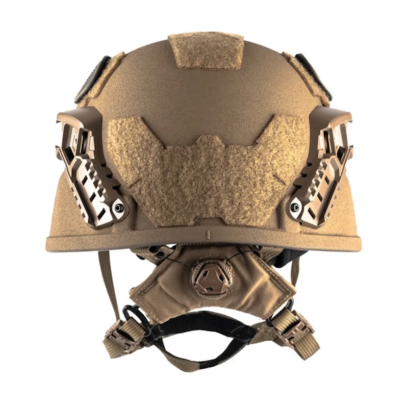 Back view of the Team Wendy® EPIC™ Specialist Ballistic Helmet in coyote brown, featuring the rear adjustment system, retention strap, and contoured shell for stability under movement.