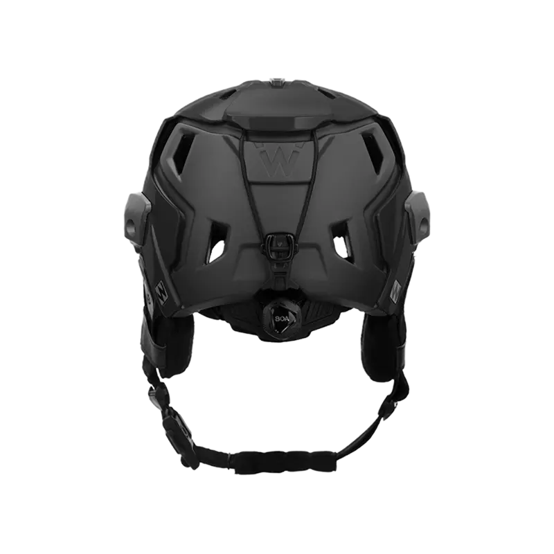 Back view of Team Wendy® M-216™ Backcountry Ski Helmet in black/gray, displaying adjustable fit and durable design.