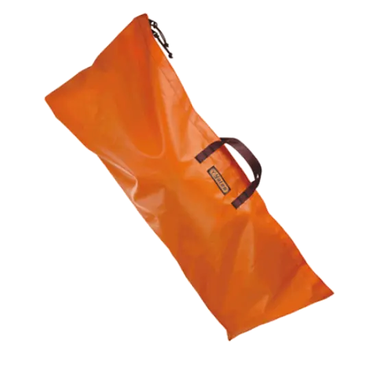 Bright orange carrying bag for the Yates Professional™ 900WT Yates Spec Pak with 905WT Lifting Bridle, designed with reinforced handles and durable fabric for easy transport and protection of rescue equipment.