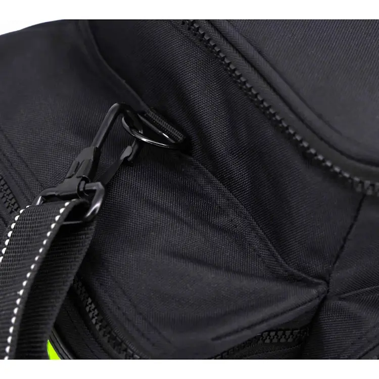 Closeup of Lightning X LXMB25 black variant handle clip, featuring durable materials and secure fastening for reliable emergency bag transport.