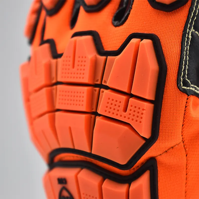 Close-up of the knuckle area on a single MajFire MFA14 glove, featuring flexible padding for impact resistance and hand mobility.