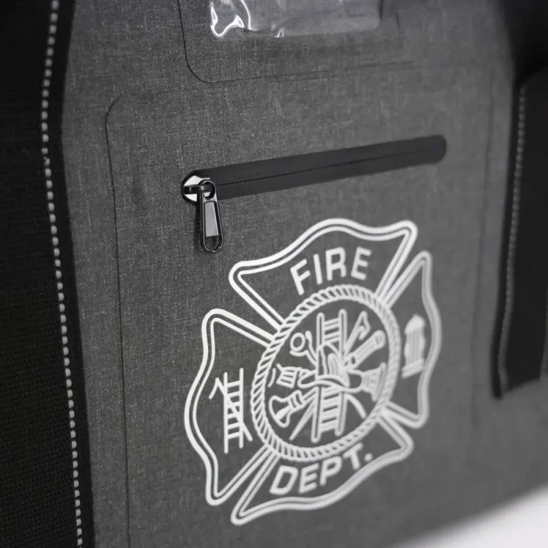 Closeup of front firefighter emblem on Lightning X LXFB99, displaying clear identification.
