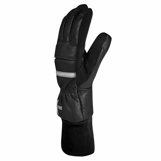 Single MajFire MFA73 Structural Firefighting Kangaroo Leather Glove – Wristlet shown from an angled back view, highlighting the reinforced stitching, wristlet cuff, and durable kangaroo leather for dependable firefighter protection.