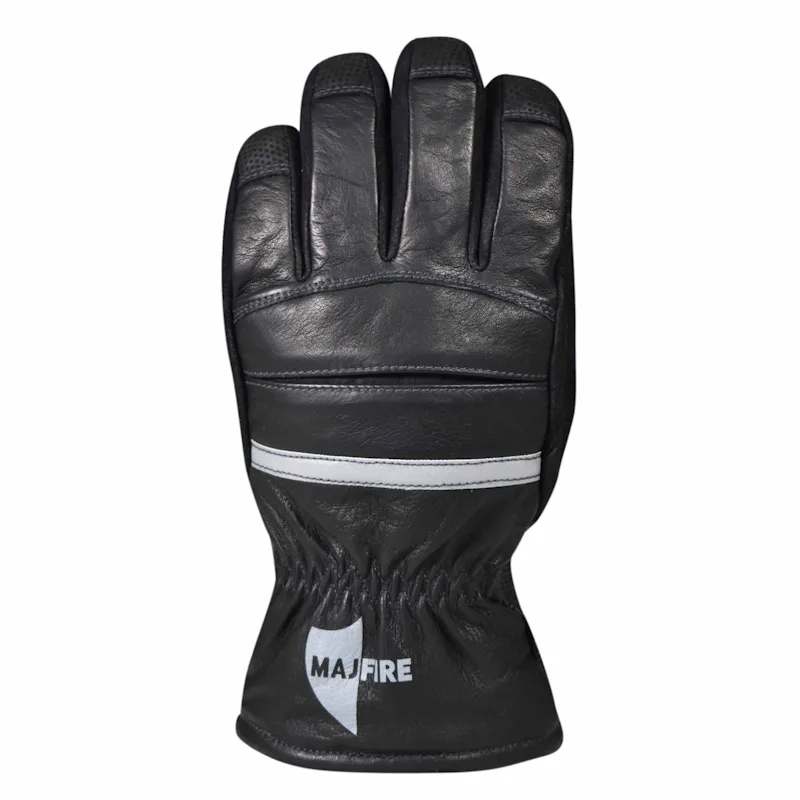 Back view of a single MajFire MFA72 glove featuring padded knuckles and reinforced leather for impact and heat protection.