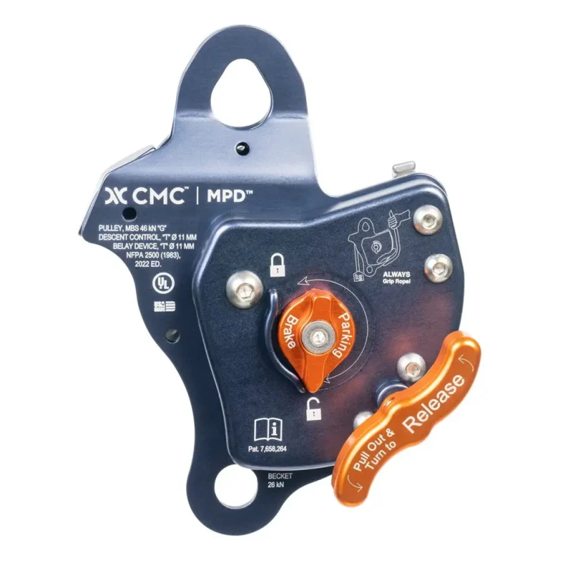 Back view of the CMC™ MPD™ (Multi-Purpose Device) in slate blue, showcasing its sturdy frame, attachment points, and ergonomic design for efficient rescue use.