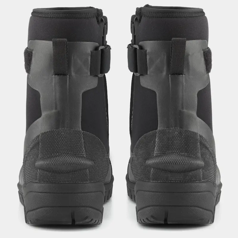 Back view of a pair of NRS Workboot Wetshoes, showing the heel construction and overall durable build.