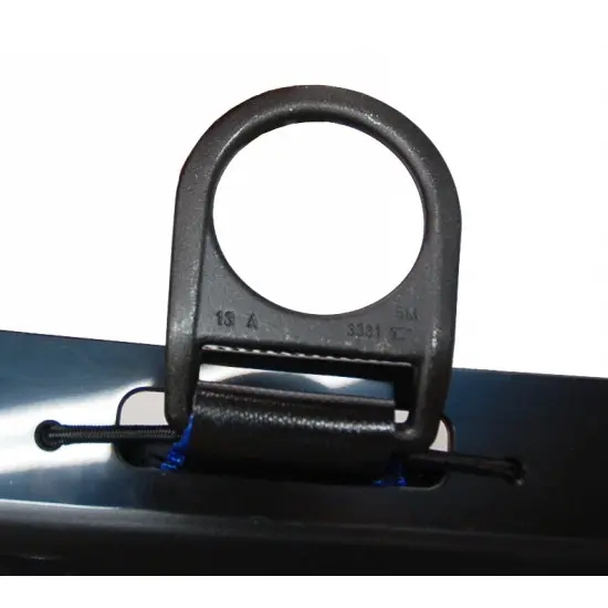 Closeup of the attachment loop at the top of the Yates Professional™ 900WT Yates Spec Pak, showing reinforced stitching and durable webbing for secure rigging connections.