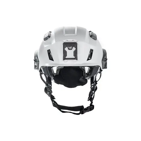 Front view of the Team Wendy SAR Tactical Helmet in white displaying its full protective shell and padding.