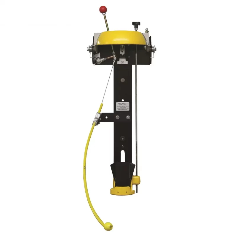 Ziamatic™ QUIC-LOCK Mechanical SCBA Bracket designed to securely hold self-contained breathing apparatus (SCBA) cylinders with a reliable locking mechanism for quick and safe access during emergencies.