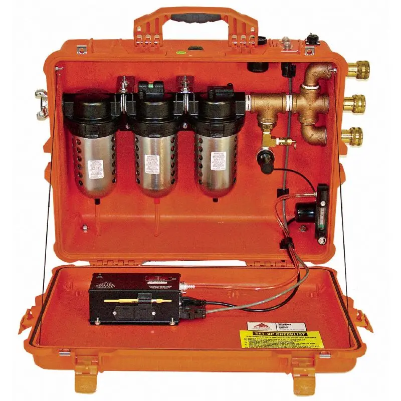 Air Systems® 150 CFM Breather-Box® filtration system with 203 CFM flow capacity and interchange sockets, providing high-capacity compressed air filtration for industrial applications.