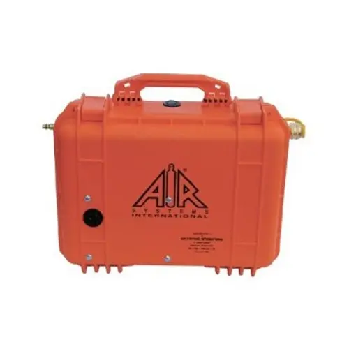 Air Systems® 100 CFM Breather-Box® intrinsically safe filtration system powered by 9 volts DC, featuring 4 couplings for reliable compressed air filtration in hazardous environments.
