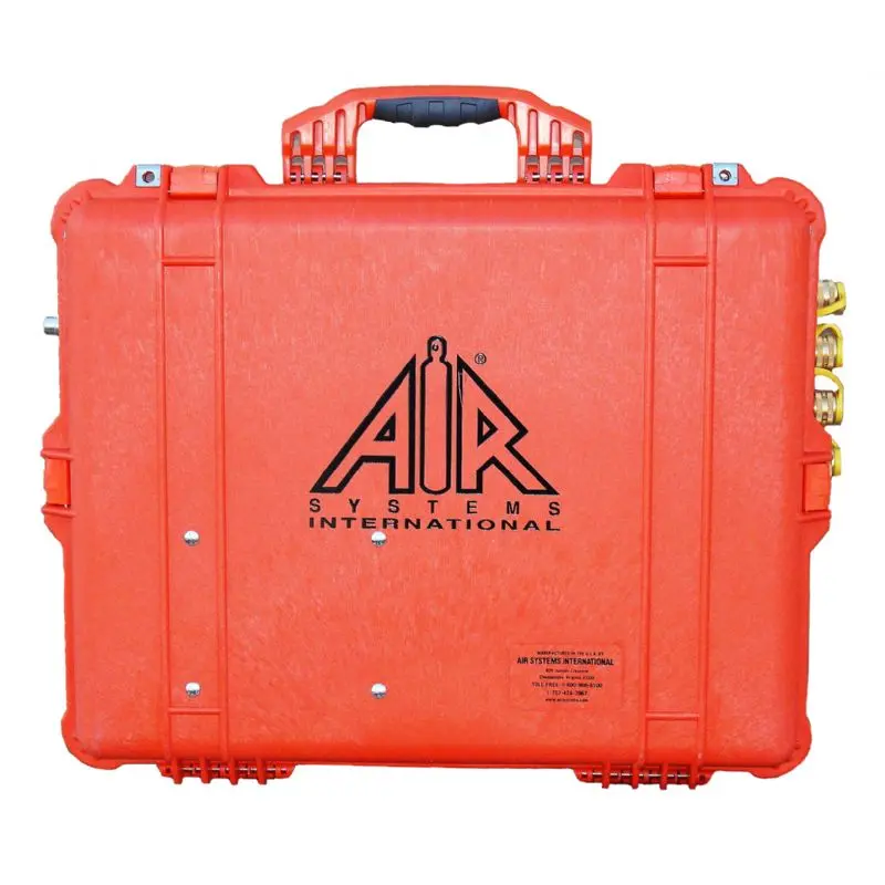 Air Systems® 100 CFM Breather-Box® Grade D filtration system with 123 CFM flow capacity and 4 couplings, designed for effective compressed air filtration in industrial settings.