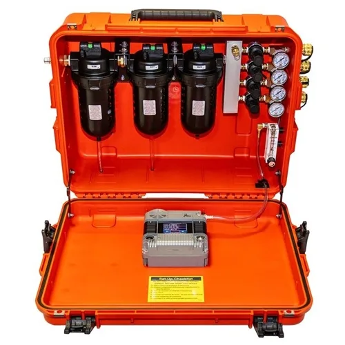 Air Systems® 100 CFM Breather-Box® Grade D filtration system with 123 CFM flow capacity and 4 couplings, designed for effective compressed air filtration in industrial settings.