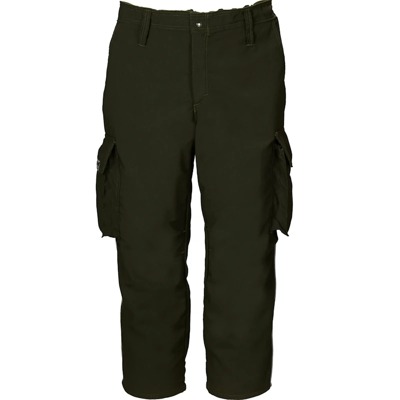 Lakeland® Wildland Fire Coverall (WLPT) in spruce green, a full-body flame-resistant suit designed for wildland firefighting, providing durability, ergonomic comfort, and enhanced protection.