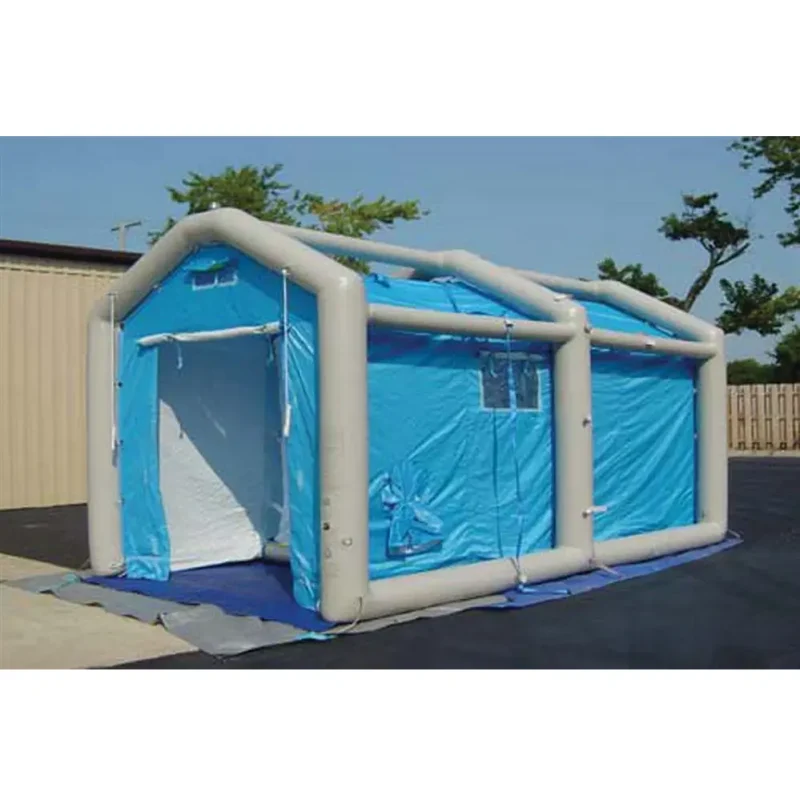 Front right side outside view of the FSI® DAT2525S Mass Casualty Decontamination Shower, showcasing its sturdy frame, entry access points, and weather-resistant exterior designed for large-scale emergency decontamination operations.
