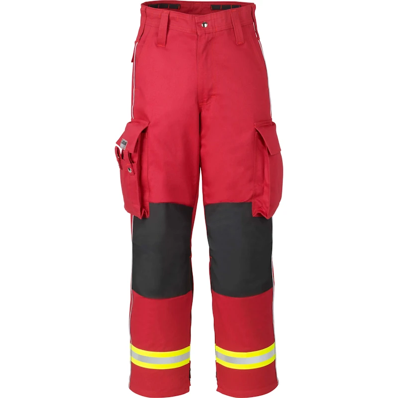 Lakeland® 911 Series Extrication Pants (EXPT) in red, heavy-duty, flame-resistant protective pants designed for emergency rescue operations, offering durability, mobility, and enhanced safety features.