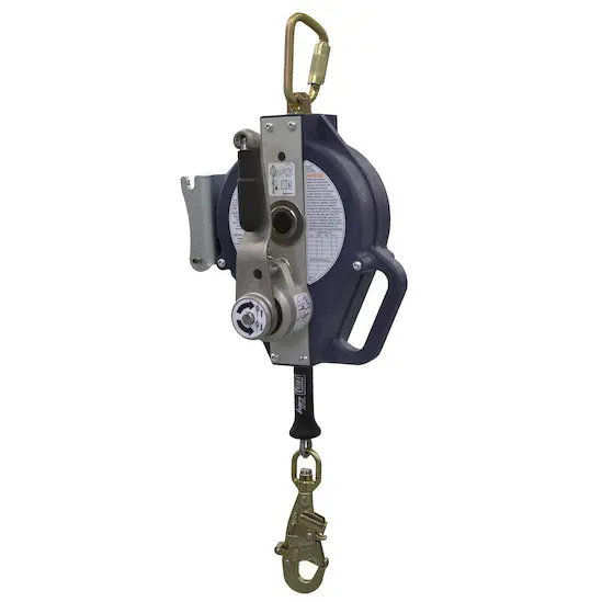 3M™ DBI-SALA® Ultra-Lok™ Self Retracting Lifeline Retrieval – 50 ft with winch cable extended upward and carabiner attached, demonstrating readiness for fall protection and rescue operations.