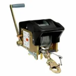 Front left side view of the 3M™ DBI-SALA® Salalift II Winch – 120 ft showcasing the sturdy winch body, ergonomic handle, and extended cable designed for safe and controlled lifting in confined space and industrial rescue operations.