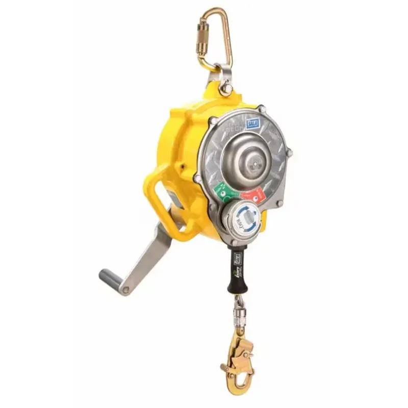 3M™ DBI-SALA® Sealed-Blok™ Self-Retracting Lifeline with 50 ft fall protection cable and sealed housing, featuring a securely attached carabiner for reliable anchorage in confined space and industrial safety applications.