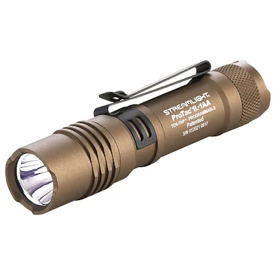 Coyote brown Streamlight® ProTac® 1L-1AA Everyday Carry Flashlight with compact design and textured grip for reliable everyday use.