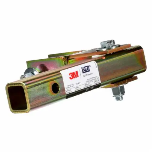 Alternate front side view of the 3M™ DBI-SALA® Flexiguard™ Truck Hitch Joint Adaptor, showing its heavy-duty metal frame and locking mechanism for secure fall protection anchorage to truck hitches.