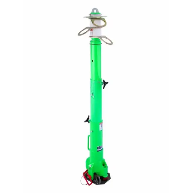 Side view of 3M™ DBI-SALA® Advanced™ Portable Fall Arrest Post with top extended – a high-visibility, durable fall protection anchor system designed for confined space entry and elevated worksite safety.
