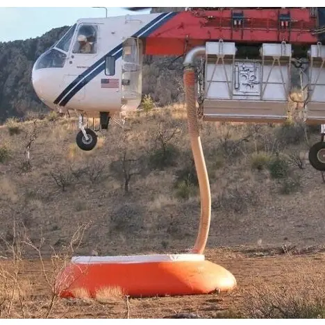 FOL-DA-TANK® Self-Supporting Tank – Forest Service Model, a collapsible and durable water storage solution designed for rapid deployment and supplying water for helicopter refueling during firefighting and emergency response operations.