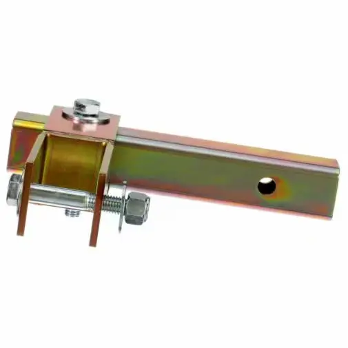 Side view of the 3M™ DBI-SALA® Flexiguard™ Truck Hitch Joint Adaptor, displaying the sturdy metal construction and connection points designed for secure attachment to truck hitch systems in fall protection applications.