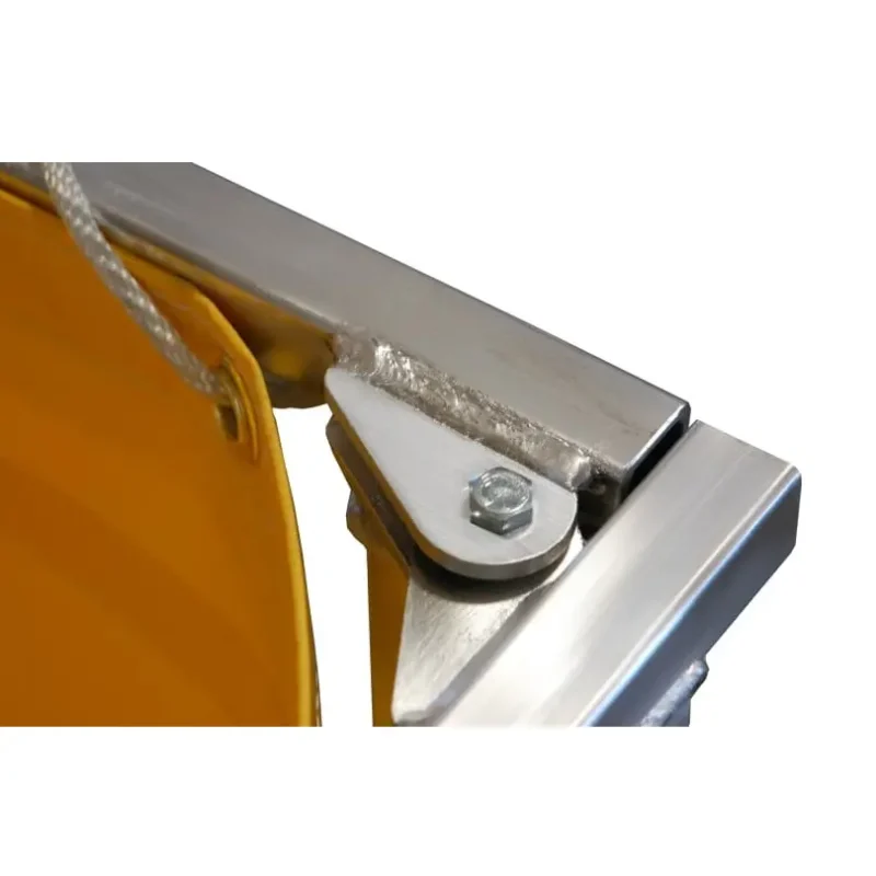 Close-up of a corner of the metal frame on a Classic Husky® Portable Folding Frame Water Tank, showcasing the durable joints and reinforced construction designed for stability and easy setup during firefighting operations.