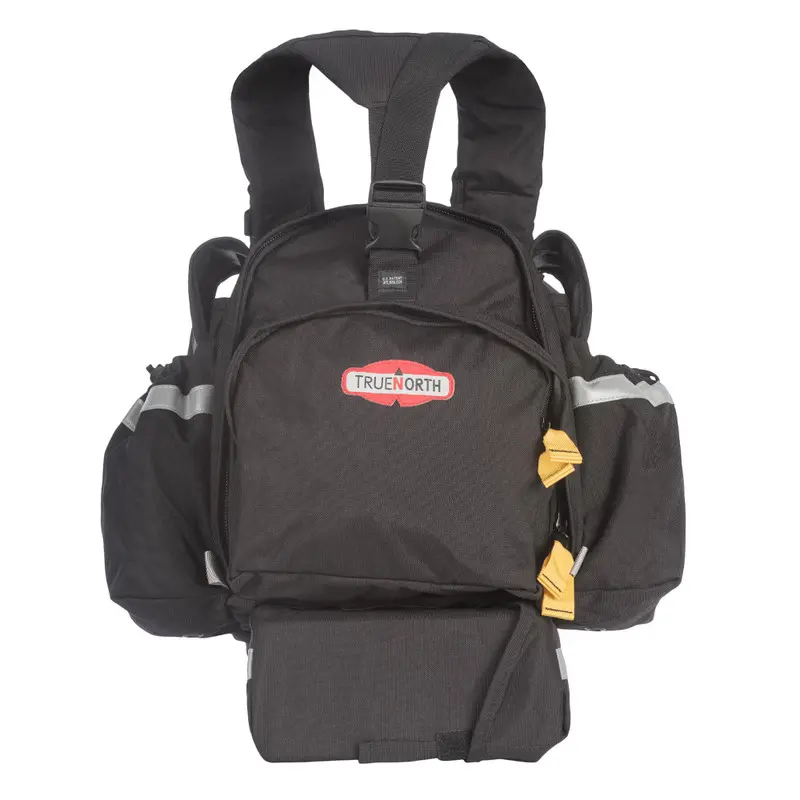 True North Gear Fireball™ Pack in black, featuring rugged construction with multiple compartments for organized storage of firefighting and rescue equipment, designed for durability and quick access in emergencies.